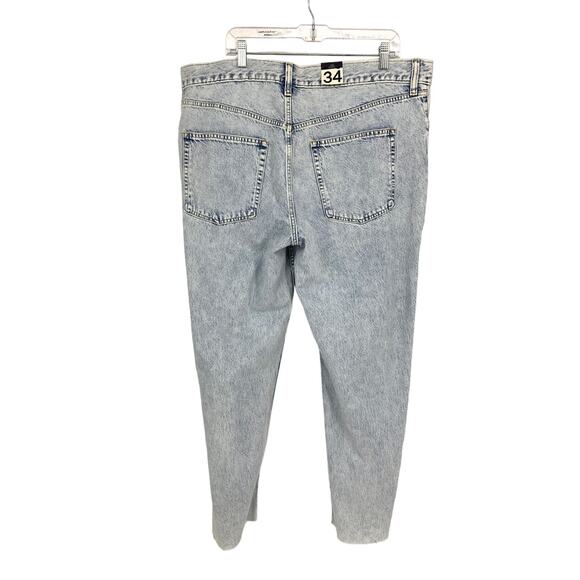 GAP Low Stride Jeans Womens 34 Loose Low Rise No Stretch Distressed Acid Wash - Picture 4 of 7